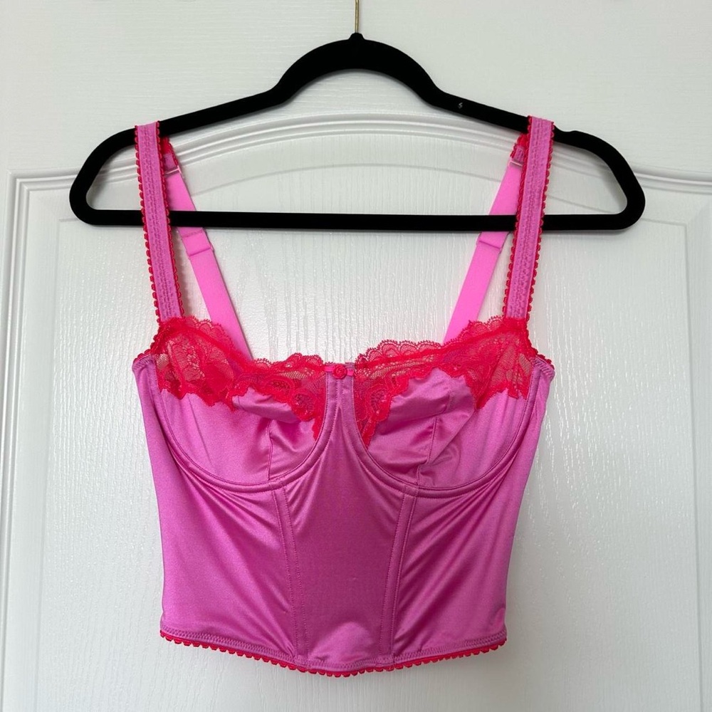 SKIMS Hot Pink Lace Corset Bra